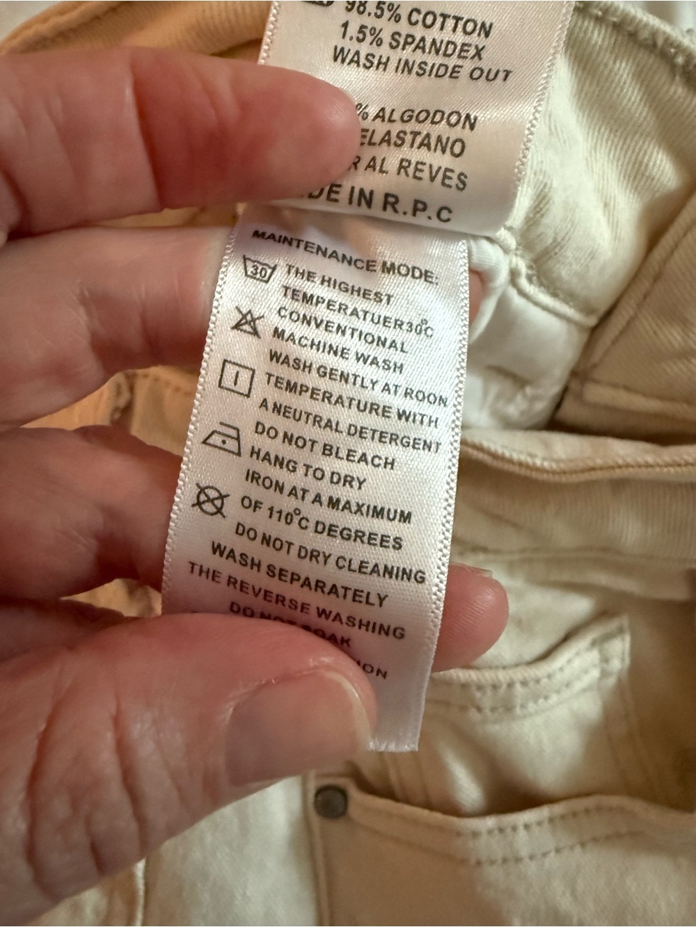 Easy Clothes “Solange” Cream Straight Leg Jeans – Size 34 / XS – Like New - Picture 9 of 9